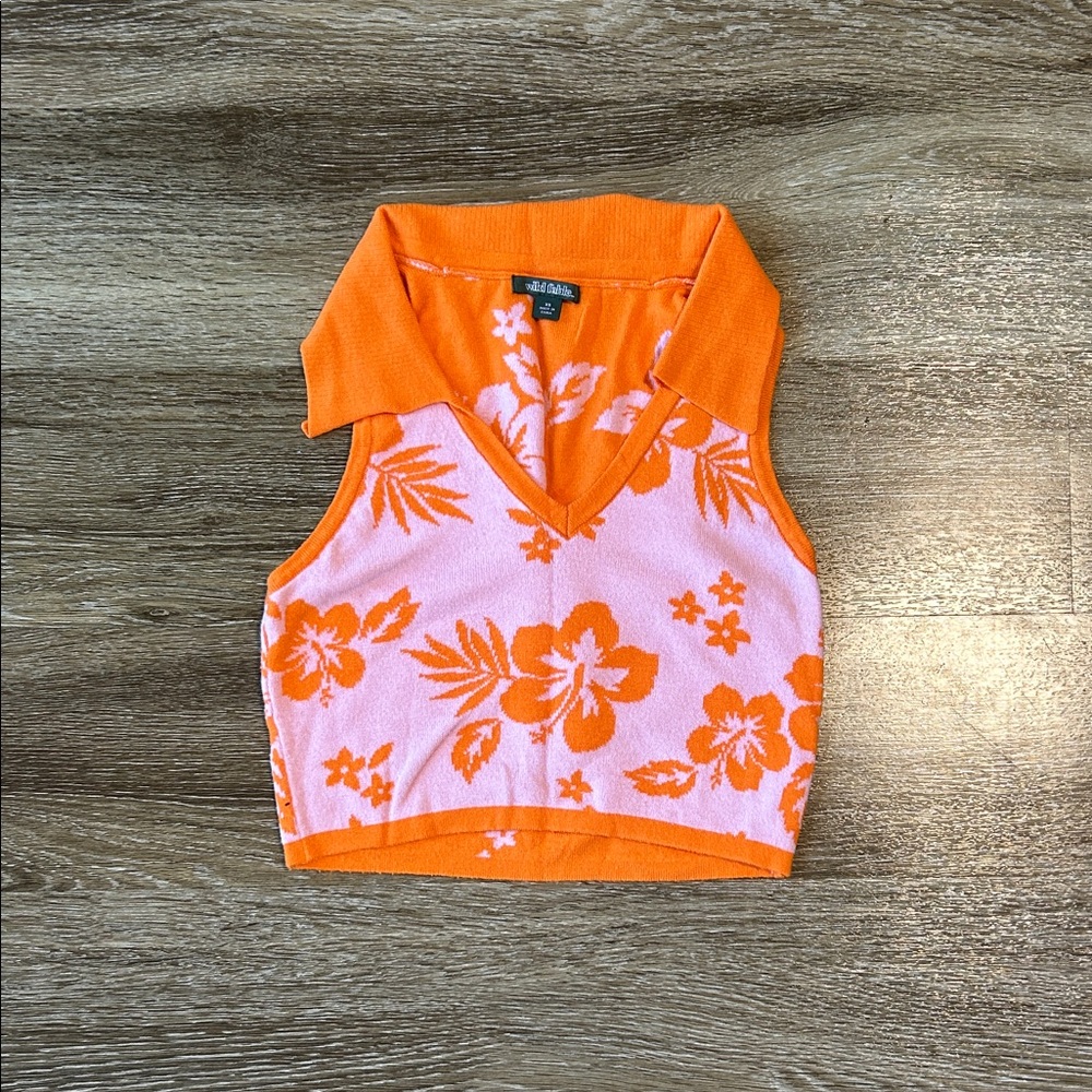Wild Fable Orange and Pink Floral Tank Top